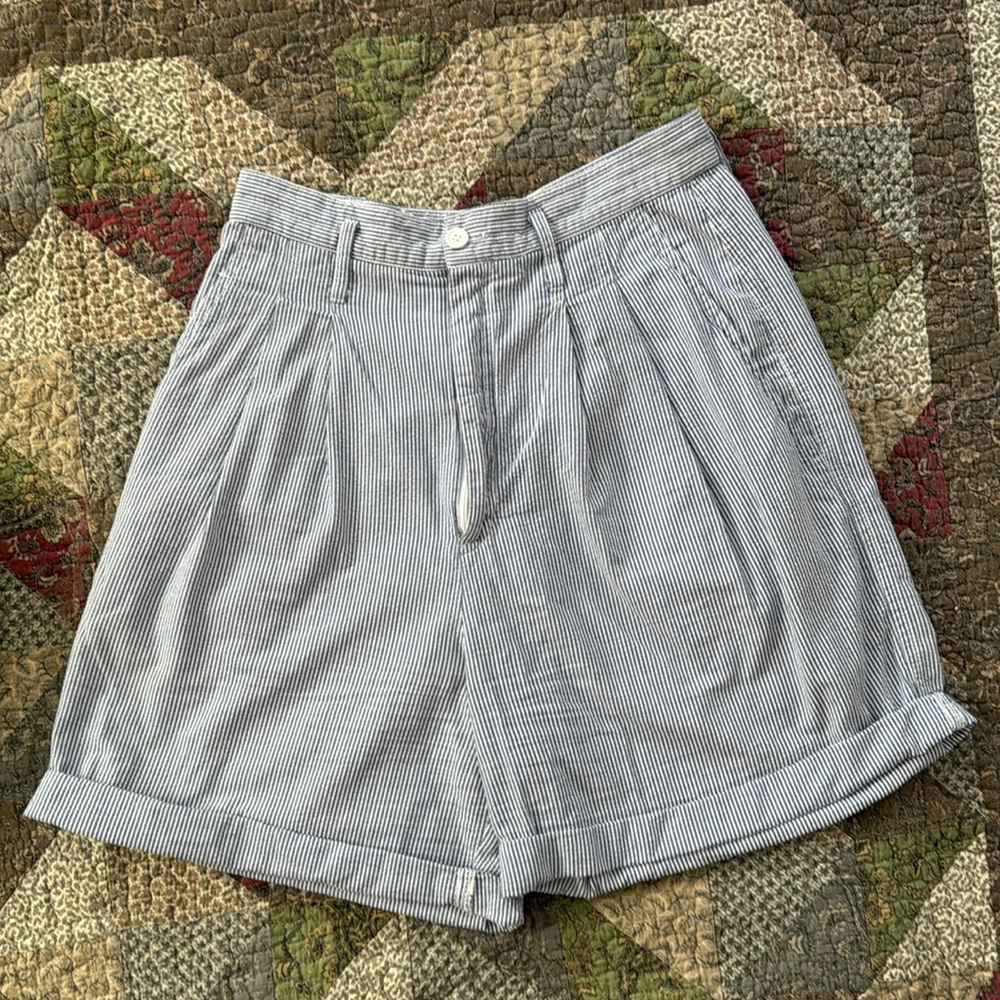 Vintage Georges Marciano pin stripe high waisted shorts